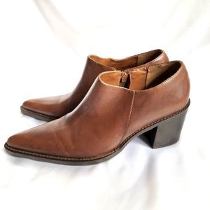 Andiamo Brown Leather Pointed Toe Bootie size 6.5 Womens Handmade in Brazil
